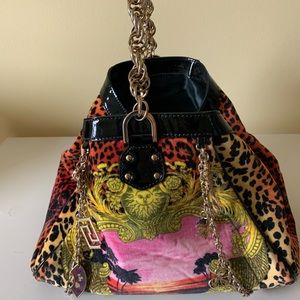 Rare Versace for H&M velvet chain handbag.